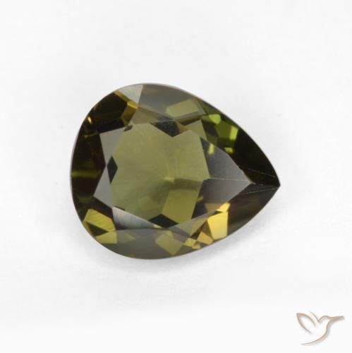 Kornerupina Verde oscuro natural de 0.71 ct, En forma de pera, VVS
