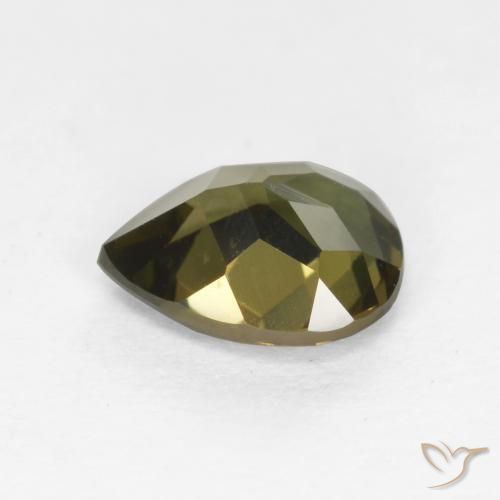 Kornerupina Verde oscuro natural de 0.71 ct, En forma de pera, VVS