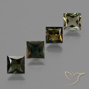Gemas de Kornerupina Verde terroso natural de 2.48 ct, Cuadrado, VVS-VS