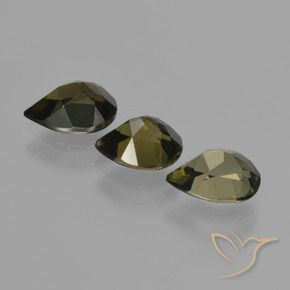 Gemas de Kornerupina Marrón verdoso natural de 2.63 ct, En forma de pera, VVS-VS