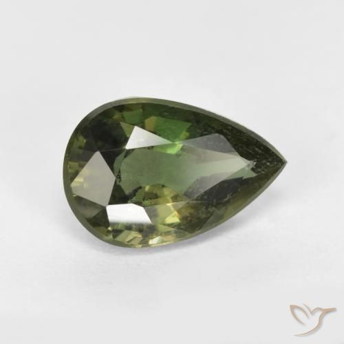 Kornerupina Verde oscuro natural de 1.51 ct, En forma de pera, VS