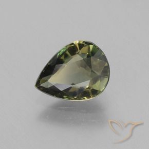 Kornerupina Verde terroso natural de 1.35 ct, En forma de pera, VVS-VS