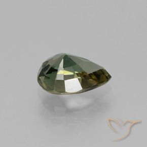 Kornerupina Verde terroso natural de 1.35 ct, En forma de pera, VVS-VS