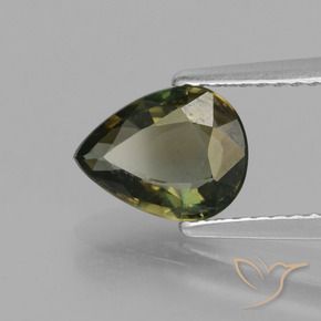 Kornerupina Verde marrón natural de 1.41 ct, En forma de pera, VS