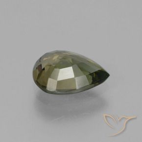 Kornerupina Verde marrón natural de 1.41 ct, En forma de pera, VS