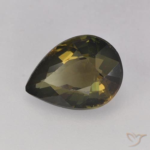 Kornerupina Marrón verdoso natural de 1.80 ct, En forma de pera, VS
