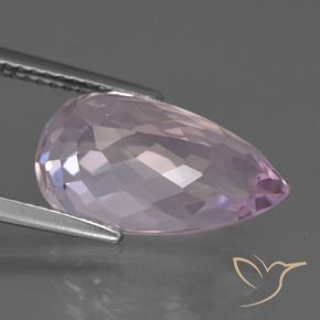 Kunzita Rosado púrpura real natural de 7.34 ct, En forma de pera, VVS