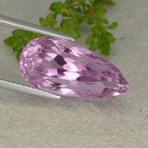 Kunzita Rosado púrpura real muy claro natural de 11.23 ct, En forma de pera, VS