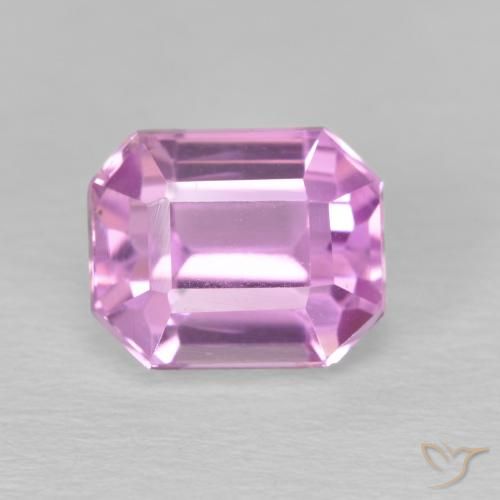 Kunzita Púrpura medio natural de 3.08 ct, corte esmeralda, VVS-VS