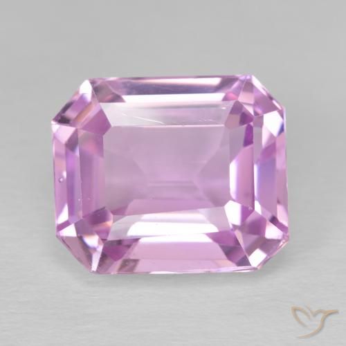 Kunzita rosa natural de 11,14 ct, corte esmeralda, VS