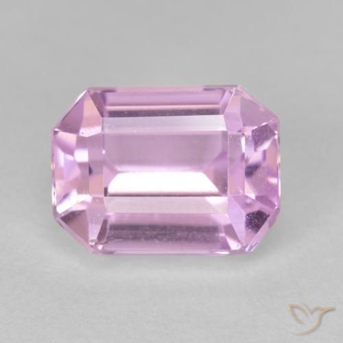 Kunzita rosa natural de 4,42 ct, corte esmeralda, VS