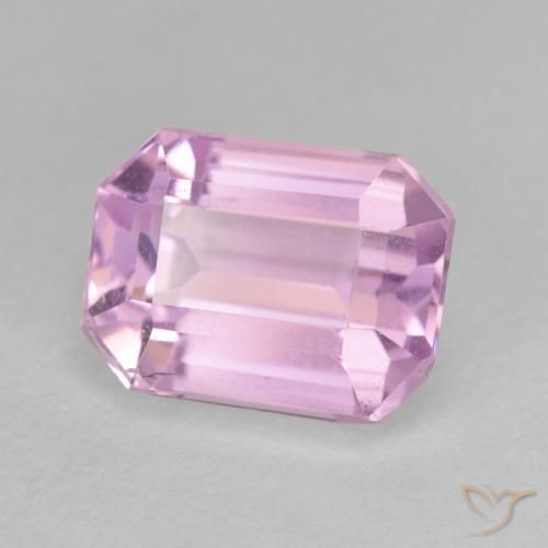 Kunzita rosa natural de 4,42 ct, corte esmeralda, VS