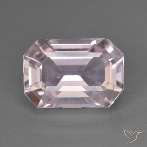 7.90ct Natural Púrpura rosáceo muy claro Kunzita, corte esmeralda, VVS