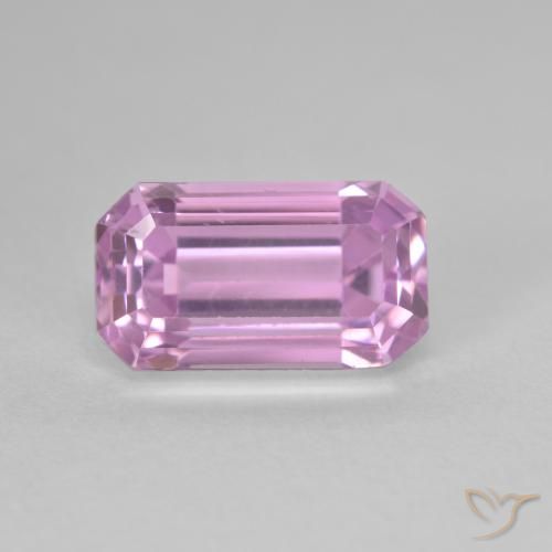 5.87ct Natural Rosado púrpura real muy claro Kunzita, corte esmeralda, VVS