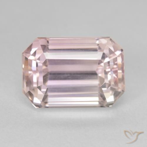 9.22ct Natural Medium Light-Pink Kunzita, corte esmeralda, VVS-VS