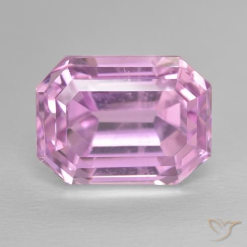 17.67ct Natural Rosado púrpura real claro Kunzita, corte esmeralda, VS
