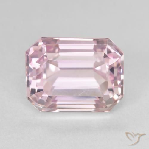 10.00ct Natural Rosado claro Kunzita, corte esmeralda, VVS