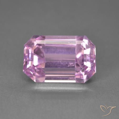 6.48ct Natural Rosado púrpura real muy claro Kunzita, corte esmeralda, VS