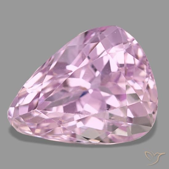 Kunzita rosa natural de 7,38 ct, en forma de pera, VS