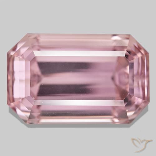 Kunzita rosa natural de 106,75 ct, corte esmeralda, VVS