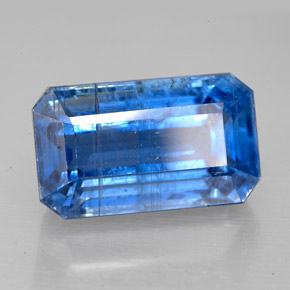 Cianita azul natural de 8,71 ct, corte esmeralda, SI