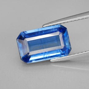 Cianita Azul natural de 3.79 ct, corte esmeralda, SI
