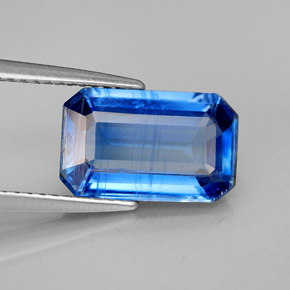 Cianita Azul natural de 3.79 ct, corte esmeralda, SI