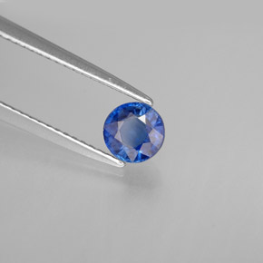 Cianita azul natural de 0,70 ct, corte redondo, VS