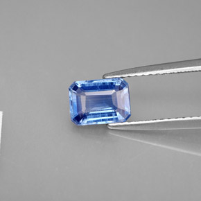 Cianita azul natural de 1,28 ct, corte esmeralda, VS-SI