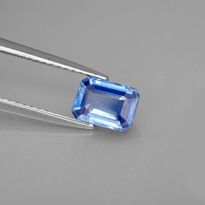 Cianita azul natural de 1,28 ct, corte esmeralda, VS-SI