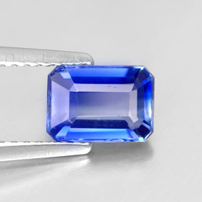 Cianita azul natural de 1,34 ct, corte esmeralda, VS