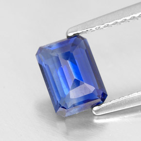 Cianita azul natural de 1,34 ct, corte esmeralda, VS