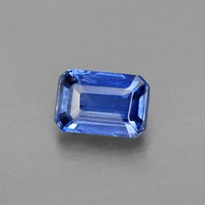 Cianita azul natural de 0,77 ct, corte esmeralda, VS