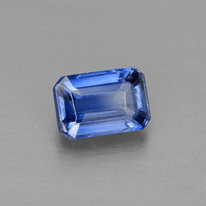 Cianita azul natural de 0,77 ct, corte esmeralda, VS