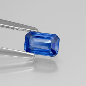 Cianita azul natural de 0,75 ct, corte esmeralda, VS-SI