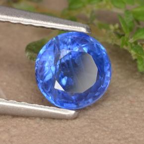 Cianita azul natural de 0,91 ct, corte redondo, VS-SI