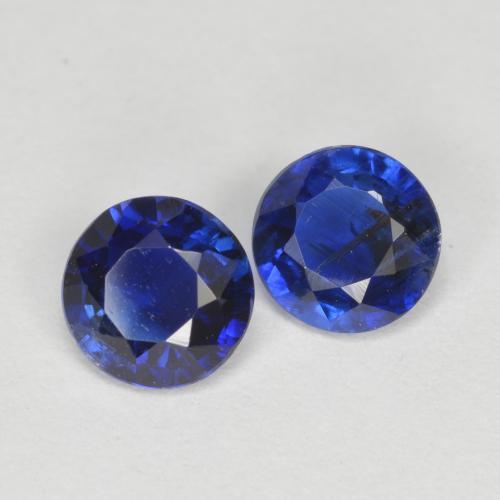 Gemas de Cianita Azul azur intenso natural de 1.10 ct, Corte Redondo, SI