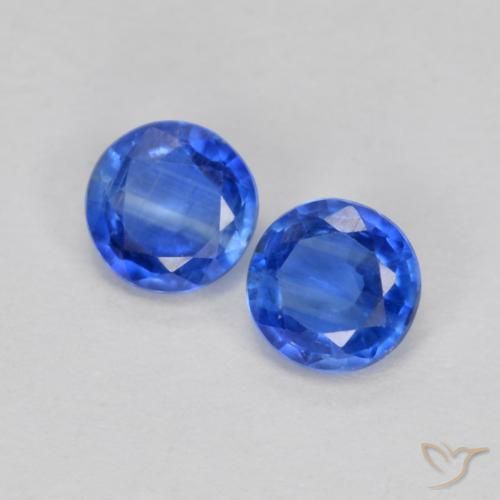 Gemas de Cianita Azul azur intenso natural de 0.71 ct, Corte Redondo, SI