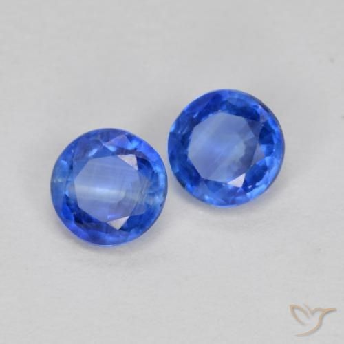 Gemas de Cianita Azul azur intenso natural de 0.71 ct, Corte Redondo, SI