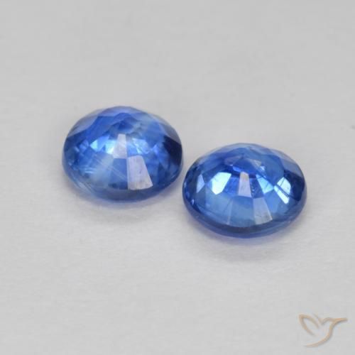Gemas de Cianita Azul azur intenso natural de 0.71 ct, Corte Redondo, SI