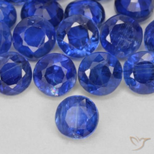 Cianita Azul marino natural de 0.41 ct, Redondo, VS-SI