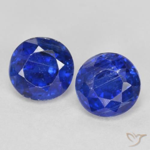 1.18ctw Natural Azul oscuro Cianita, Redondo, SI