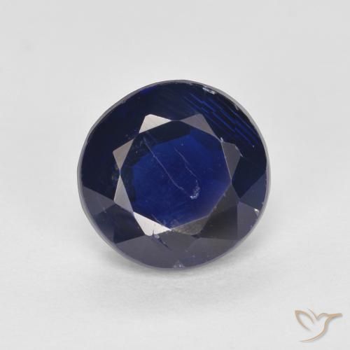 1.70ct Natural Azul oscuro cianita, Redondo, SI