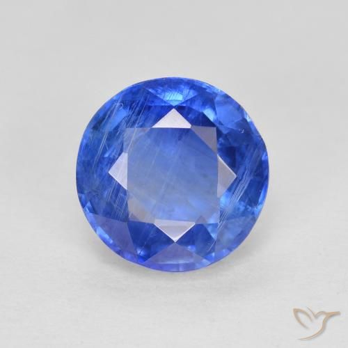 Cianita Azul azur intenso natural de 1.76 ct, Corte Redondo, SI