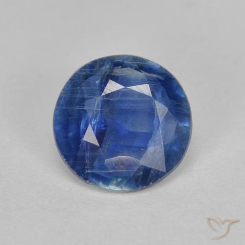 Cianita Azul oscuro natural de 1.25 ct, Corte Redondo, SI-I1
