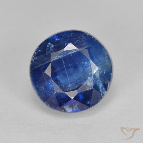 2.90ct Natural Azul oscuro cianita, Redondo, SI