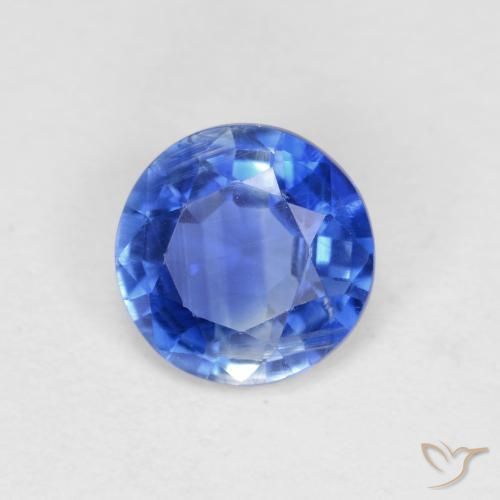 Cianita Azul marino claro natural de 0.92 ct, Redondo, VS-SI