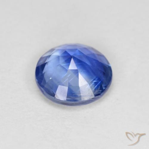 Cianita Azul marino claro natural de 0.92 ct, Redondo, VS-SI