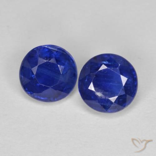 1.35ctw Natural Azul oscuro Cianita, Redondo, VS-SI