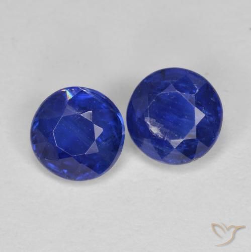 Gemas de Cianita Azul oscuro natural de 1.35 ct, Redondo, VS-SI